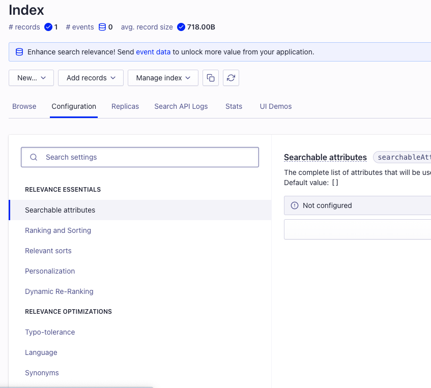 configure searchable attributes