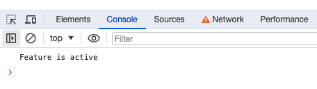 Browser console output when feature toggle is on