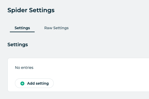 Zyte Spider settings section